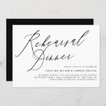 Black Elegant Calligraphy Rehearsal Dinner Kaart<br><div class="desc">Nodig gasten uit voor je trouwrepetitie diner met deze aanpasbare repetitieve diner uitnodiging. Het kenmerkt het manuscript van Caroline, een elegante moderne kalligrafie. Personaliseer deze kalligrafiereoefening dineuitnodiging door namen, datum, tijd, en andere gebeurtenisdetails toe te voegen. Deze uitnodiging voor een zwart-wit repetitief diner is perfect voor elk trouwthema en elk...</div>