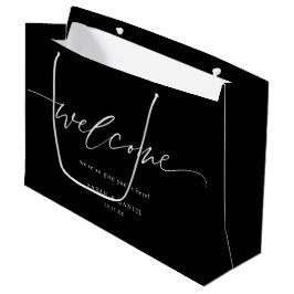 Black Elegant Calligraphy Wedding Welcome Gift Bag Groot Cadeauzakje