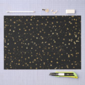 Black Elegant Celestial Starry Gold Stars Design Tissuepapier (Craft)