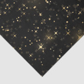 Black Elegant Celestial Starry Gold Stars Design Tissuepapier (Detail)