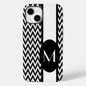 Black Elegant Chevron Design met monogram Case-Mate iPhone Case (Achterkant)