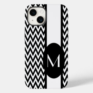Black Elegant Chevron Design met monogram Case-Mate iPhone 14 Hoesje