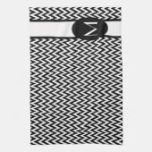 Black Elegant Chevron Design met monogram Theedoek (Verticaal)