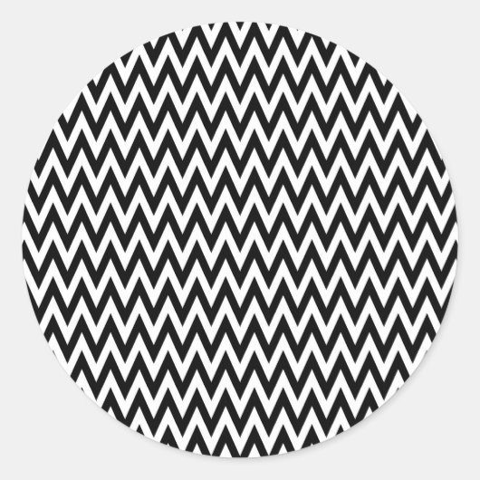 Black Elegant Chevron Design Ronde Sticker (Voorkant)