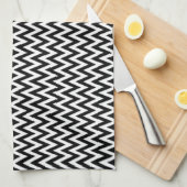 Black Elegant Chevron Design Theedoek (Quarter Fold)