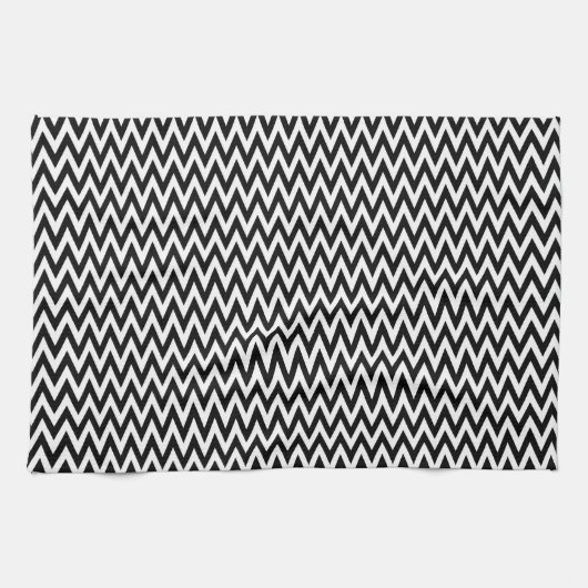 Black Elegant Chevron Design Theedoek (Horizontaal)