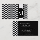 Black Elegant Chevron Monogram Visitekaartje (Voorkant / Achterkant)