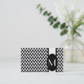 Black Elegant Chevron Monogram Visitekaartje (Staand voorkant)