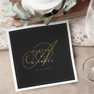 Black elegant classic calligraphy vintage wedding servet