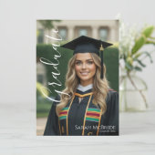Black Elegant Classic One Photo Graduation Kaart (Staand voorkant)