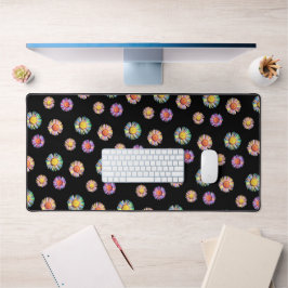 Black Elegant & Colorful Classy Floral Boho Daisy Bureaumat