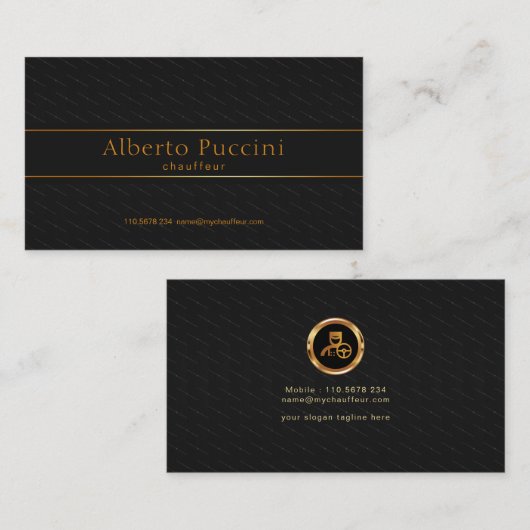 Black Elegant Cubes Gold Line Banner Chauffeur Visitekaartje (Voorkant / Achterkant)
