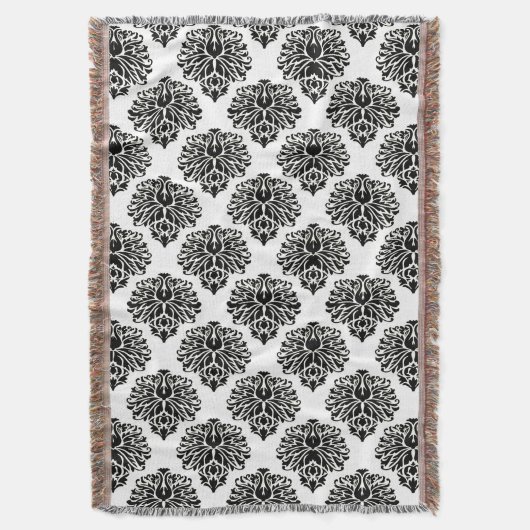 Black Elegant Damask Deken (Voorkant Verticaal)