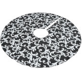 Black Elegant Damask Kerstboom Rok (Gekanteld)