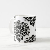 Black Elegant Damask Koffiemok (Voorkant links)