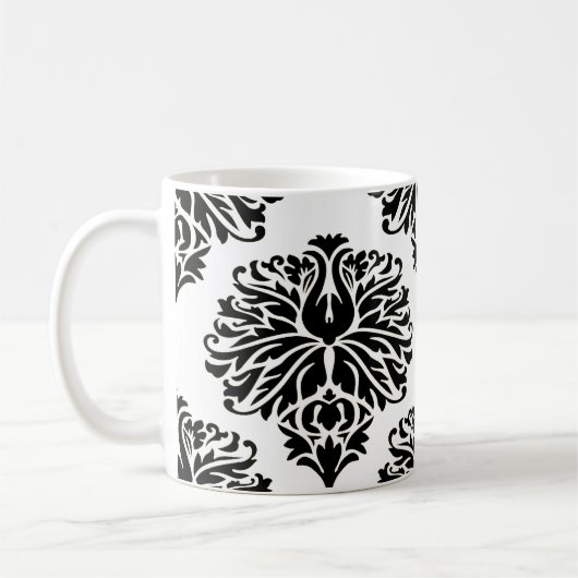 Black Elegant Damask Koffiemok (Links)