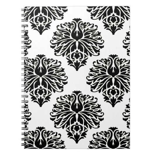 Black Elegant Damask Notitieboek (Voorkant)