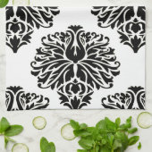Black Elegant Damask Theedoek (Gevouwen)