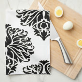 Black Elegant Damask Theedoek (Quarter Fold)