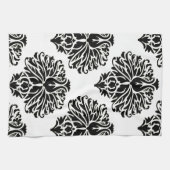 Black Elegant Damask Theedoek (Horizontaal)