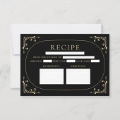 Black Elegant Deco Retro Vrijgezellenfeest Recipe  Kaart (Voorkant)