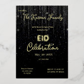 Black Elegant EId Celebration Eid Party Invitation Folie Feestdagenkaart (Voorkant)