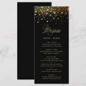 Black Elegant Faux Gold Foil Confetti Wedding Menu (Voorkant / Achterkant)