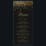 Black Elegant Faux Gold Foil Confetti Wedding Menu<br><div class="desc">Voeg een elegant accent aan uw gebeurtenislijst met deze klantgerichte menukaart toe. Het bevat faux Gold folie confetti stippen met een elegant script. Pas deze elegante menukaart aan door uw eigen details toe te voegen. Deze faux gouden folie menukaart is perfect voor bruiloften, vrijgezellenfeesten, baby showers, en nog veel meer....</div>