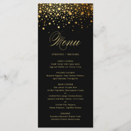 Black Elegant Faux Gold Foil Confetti Wedding Menu