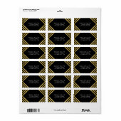 Black Elegant Faux Gold Lines Adres Etiket (Full Sheet)