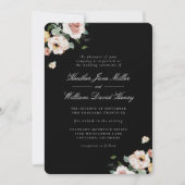 Black Elegant Floral Wedding Kaart (Voorkant)
