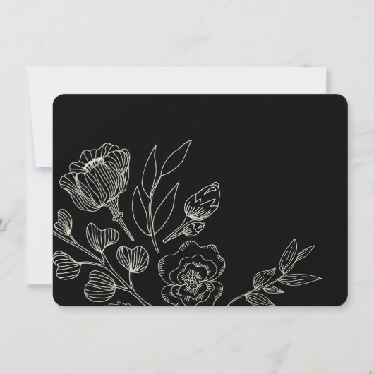 Black Elegant Floral Wedding Save The Date (Achterkant)