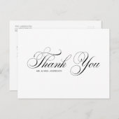 Black Elegant Flourish Script Weddenschap Bedankt Briefkaart (Voorkant / Achterkant)