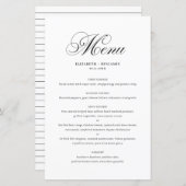 Black Elegant Flourish Script Wedding Menu Card (Voorkant / Achterkant)