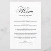 Black Elegant Flourish Script Wedding Menu Card (Voorkant)