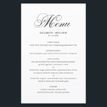 Black Elegant Flourish Script Wedding Menu Card<br><div class="desc">De elegante zwarte kaart van het manuscriptmenu die flourish manuscript,  eenvoudige typografie en stripespatroon kenmerkt. Deze kaart van het manuscriptmenu is perfect voor bruiloften,  verjaardagen,  baby showers,  vrijgezellenfeesten en zo veel meer. Pas aan door namen,  datum en menudetails toe te voegen.</div>
