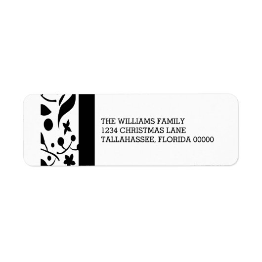 Black Elegant Foliage Holiday Etiket (Voorkant)