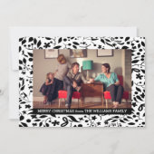 Black Elegant Foliage Holiday Photo Flat Feestdagenkaart (Voorkant)