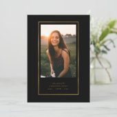 Black Elegant Folie Border Photo University Afstud Aankondiging (Staand voorkant)