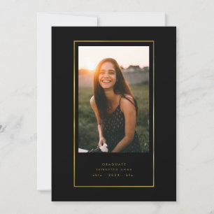 Black Elegant Folie Border Photo University Afstud Aankondiging