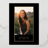 Black Elegant Folie Border Photo University Afstud Folie Uitnodiging (Voorkant)