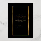 Black Elegant Folie Border Photo University Afstud Folie Uitnodiging (Achterkant)