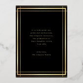 Black Elegant Folie Border Photo University Afstud Folie Uitnodiging (Achterkant)