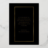 Black Elegant Folie Border Photo University Afstud Uitnodiging (Achterkant)