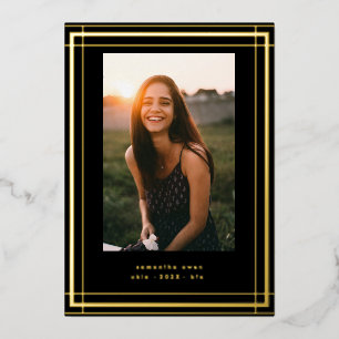 Black Elegant Folie Border Photo University Afstud Uitnodiging