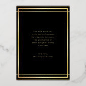 Black Elegant Folie Border Photo University Afstud Uitnodiging (Achterkant)