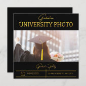 Black Elegant Folie Border University Afstudeerder Kaart (Voorkant / Achterkant)