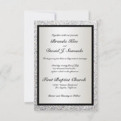 Black Elegant Glitter Wedding Invitation Kaart (Voorkant)