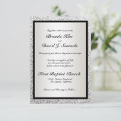 Black Elegant Glitter Wedding Invitation Kaart (Staand voorkant)