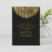 Black & Elegant Gold Circle Event Uitnodiging (Staand voorkant)